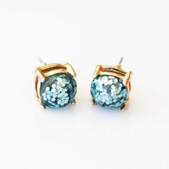 Blue Glitter Earrings